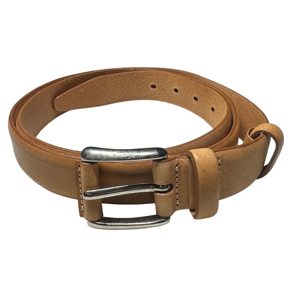 Orvis Genuine Leather Belt Made in Italy Silver Buckle Size‎ 44 110